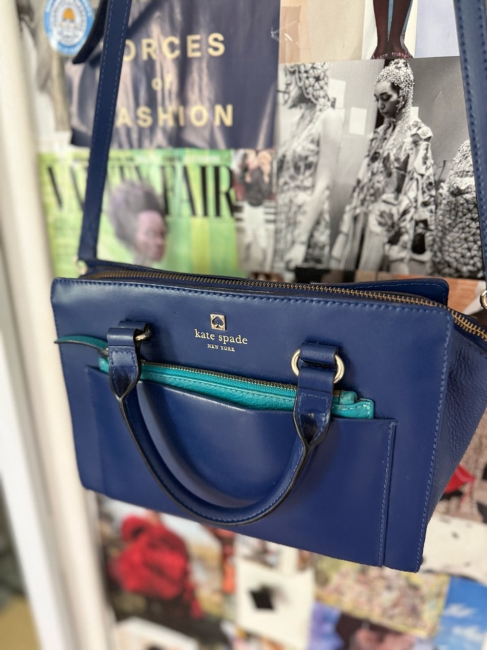 kate spade Navy Satchel with Teal Zip Accent